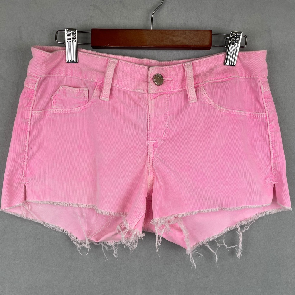 SOLD Design Lab Pink Corduroy Cut Off Stretch Shorts Raw Hem S Barbiecore Y2K